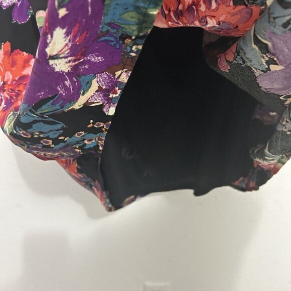 Andree By Unit Black Pink Floral Babydoll Dress Size 1X Short Sleeve V Neck - Picture 10 of 11